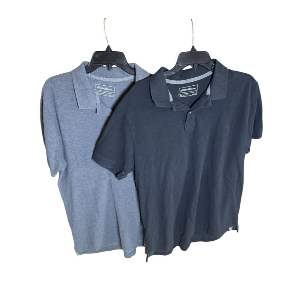 Eddie Bauer Men's Outdoor Short Sleeve Polo Shirt Bundle Gray and Black-Large